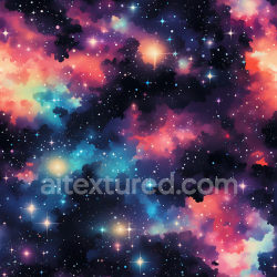 seamless Seamless 3D PBR Texture of Colorful Nebula Clouds and Starfield in Vibrant Cosmic Palette texture 8k free download PBR