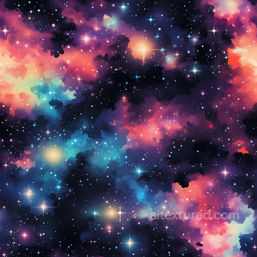 Star, Space, Planets Texture of Colorful Nebula Clouds and Starfield in Vibrant Cosmic Pa… seamless Star, space, planets PBR texture