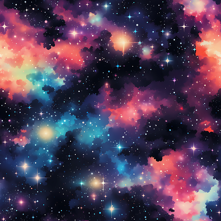 Star, Space, Planets of Colorful Nebula Clouds and Starfield in Vibrant… seamless PBR texture preview