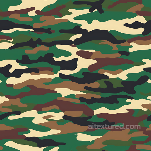 Woodland Camouflage PBR Texture with Classic Green and Brown Pattern seamless Color Camouflage PBR texture