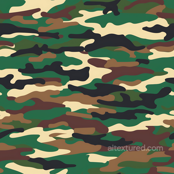 Woodland Camouflage PBR Texture with Classic Green and Brown Pattern Color Camouflage texture preview
