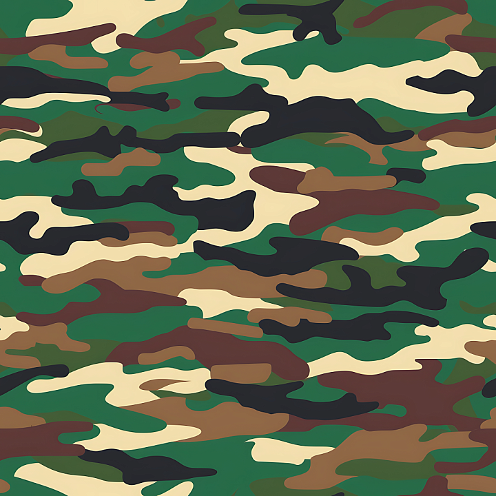 Woodland Camouflage with Classic Green and Brown Pattern seamless PBR texture preview