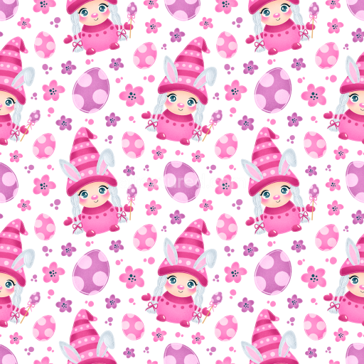 Seamless 3D PBR Easter Bunny and Polka Dot Egg Pattern Digital Paper Texture