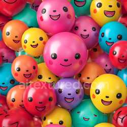 seamless Seamless 3D Inflated PBR Texture of Colorful Cartoon Balloon Faces texture 8k free download PBR