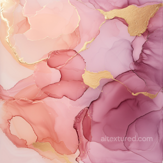 Alcohol Ink PBR Texture with Soft Pink Hues and Metallic Gold Veins Alcohol ink texture preview