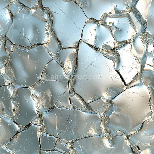 Seamless 3D PBR Cracked Glass Texture Featuring Reflective Broken Shards and Fine Fractures
