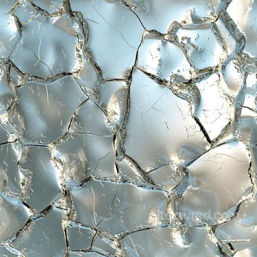 Cracked Glass Texture Featuring Reflective Broken Shards and Fine Fractures seamless Cracked & Holes PBR texture