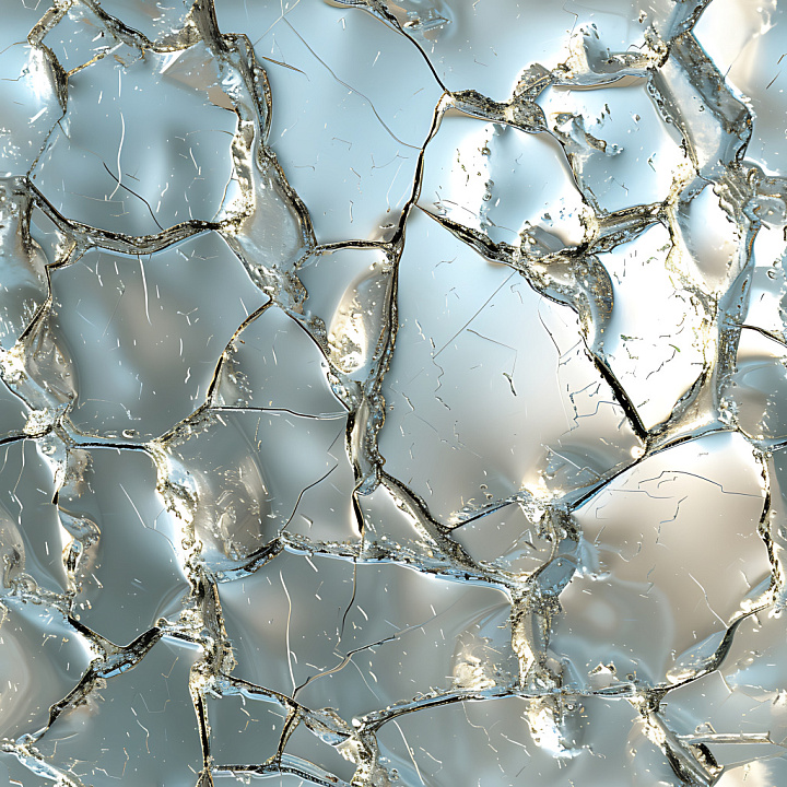 Cracked Glass Featuring Reflective Broken Shards and Fine Fractures seamless PBR texture preview