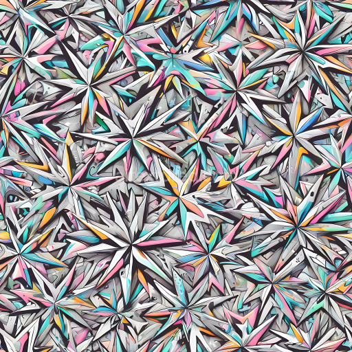 Seamless 3D PBR Graffiti Texture Featuring Abstract Colorful Starburst Patterns