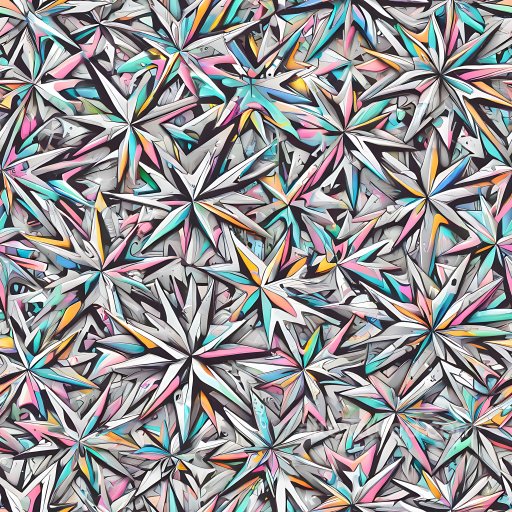 Seamless 3D PBR Graffiti Texture Featuring Abstract Colorful Starburst Patterns texture preview