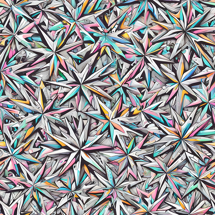 Graffiti Featuring Abstract Colorful Starburst Patterns seamless PBR texture preview