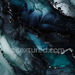 seamless Seamless 3D Alcohol Ink PBR Texture Featuring Deep Teal Fluid Waves and Metallic Veins texture 8k free download PBR