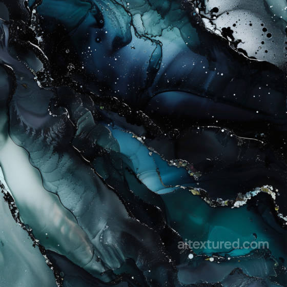 Alcohol Ink PBR Texture Featuring Deep Teal Fluid Waves and Metallic Veins Alcohol ink texture preview