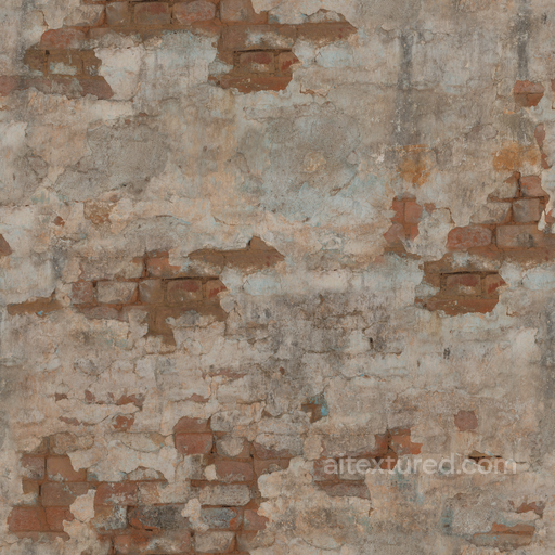 Damaged Plaster seamless Brick PBR texture