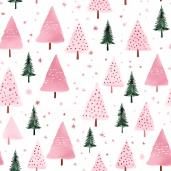seamless Seamless 3D PBR Texture of Pink and Green Christmas Trees on White texture 8k free download PBR