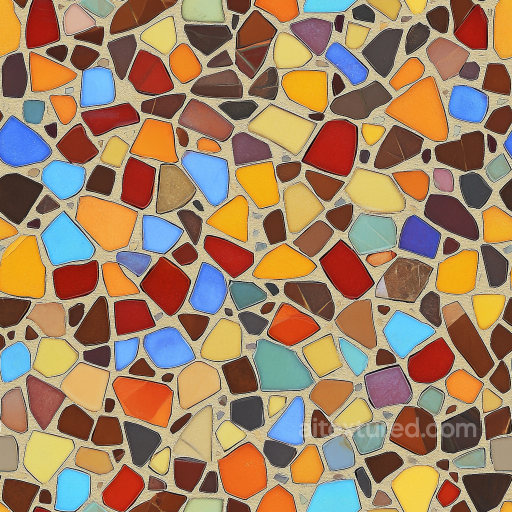 Mosaic PBR Texture with Colorful Irregular Ceramic Tiles and Matte Finish seamless Mosaic PBR texture