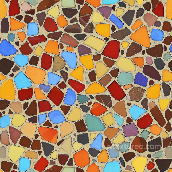 Mosaic PBR Texture with Colorful Irregular Ceramic Tiles and Matte Finish Mosaic texture preview