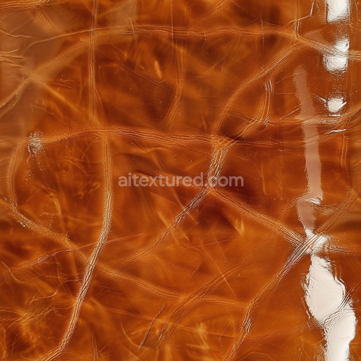 Seamless 3D PBR Texture of Glossy Cracked Brown Leather with Wrinkles and Shine
