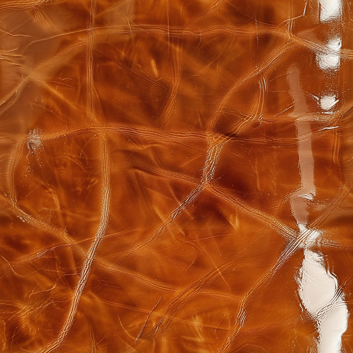 Glossy Cracked Brown Leather with Wrinkles and Shine seamless PBR texture preview