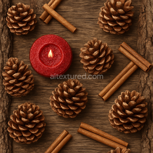Seamless 3d texture pbr 8k pine cones rustic wood bark texture cinnamon sticks