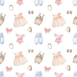 seamless Seamless 3D PBR Texture of Watercolor Baby Clothes in Soft Pastel Colors texture 8k free download PBR
