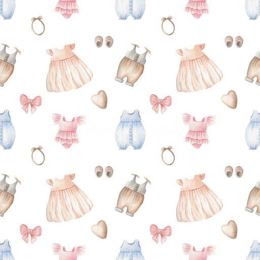 Seamless 3D PBR Texture of Watercolor Baby Clothes in Soft Pastel Colors
