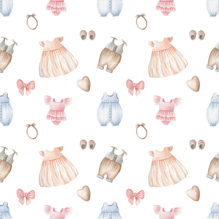 Baby Boy of Watercolor Baby Clothes in Soft Pastel Colors seamless PBR texture preview