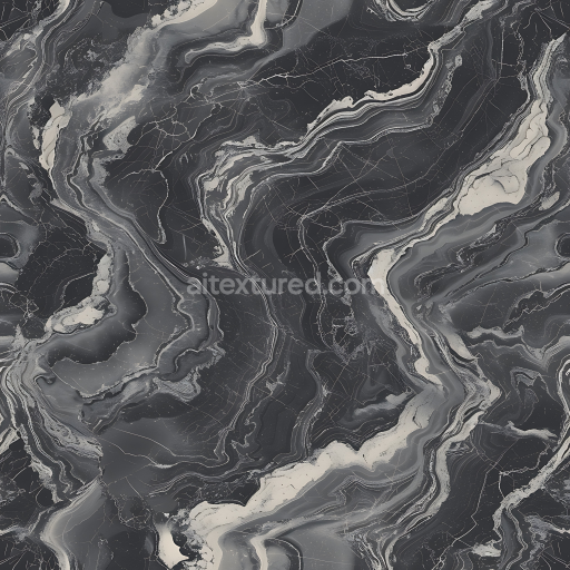 Seamless 3D Elegant Charcoal Gray Marble PBR Texture with Bold Flowing Veins