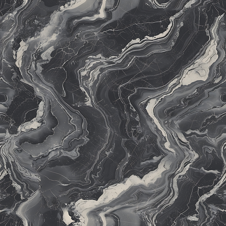 Elegant Charcoal Gray Marble with Bold Flowing Veins seamless PBR texture preview