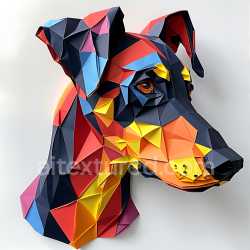 seamless Seamless 3D PBR Texture Featuring Colorful Dobermann Origami Low Poly Style texture 8k free download PBR