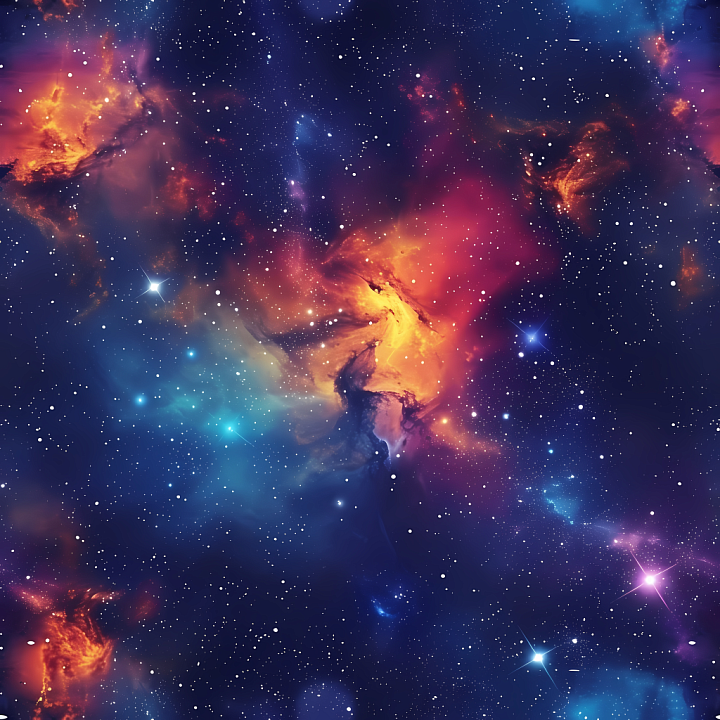 Nebula Sky Featuring Vibrant Cosmic Clouds and Stars seamless PBR texture preview