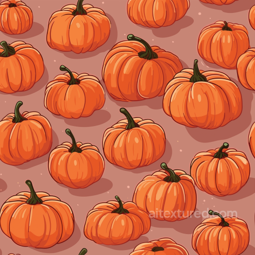 Featuring Cartoon Style Orange Pumpkins on Warm Background seamless Watercolor Halloween PBR texture