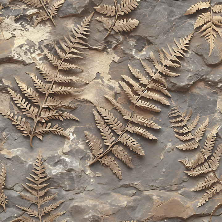 Stone of Rocky Ground with Detailed Fossilized Fern Imprints seamless PBR texture preview