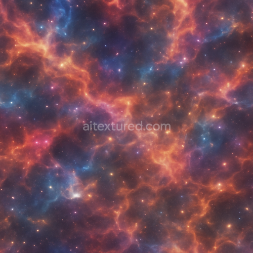 Seamless 3d texture pbr 8k nebula clouds with glowing gas clouds and photonic particles