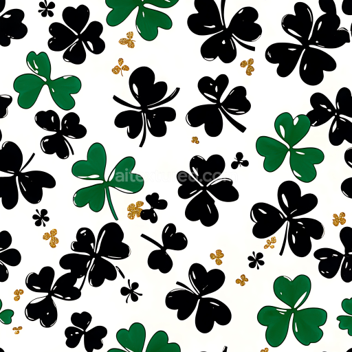 Seamless 3D PBR St Patrick Shamrock Pattern Decorative Paper Texture