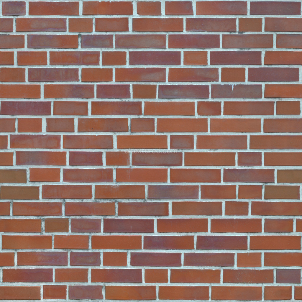 Seamless PBR brick texture with various red tones