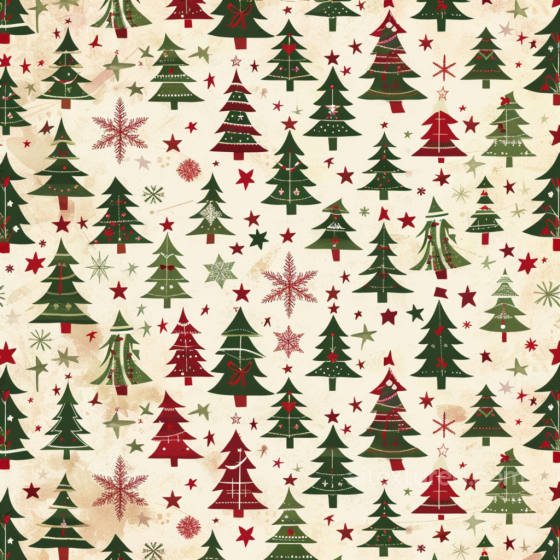 Featuring Stylized Christmas Trees and Stars All Christmas Digital paper texture preview