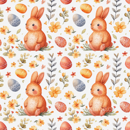 Easter Bunny and Decorative Egg Digital Paper Texture seamless All Easter Digital paper PBR texture