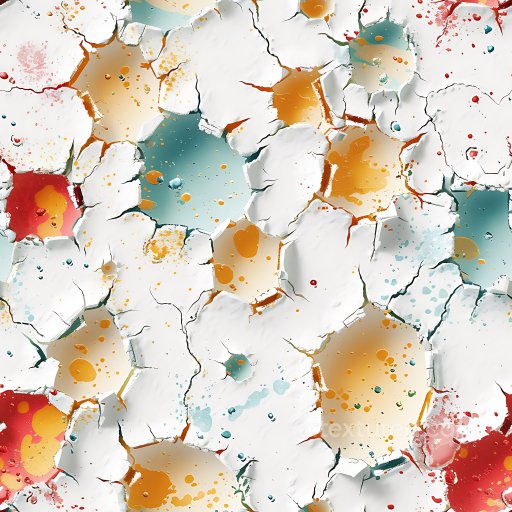 cracked and holed paint PBR texture with vibrant color splashes seamless Cracked & Holes PBR texture