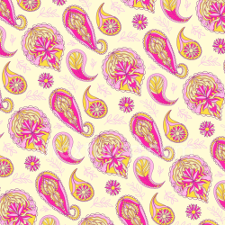 seamless Seamless 3D PBR Retro Paisley Fabric Texture with Pink and Yellow Floral Pattern texture 8k free download PBR