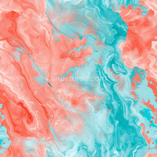 Seamless 3D Coral and Aqua Marble PBR Texture with Swirling Pastel Veins