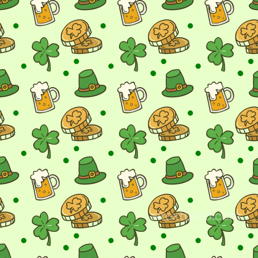 St Patrick Digital Paper Texture with Shamrocks, Coins, Beer Mugs and Hats seamless St patrick digital paper bundle PBR texture