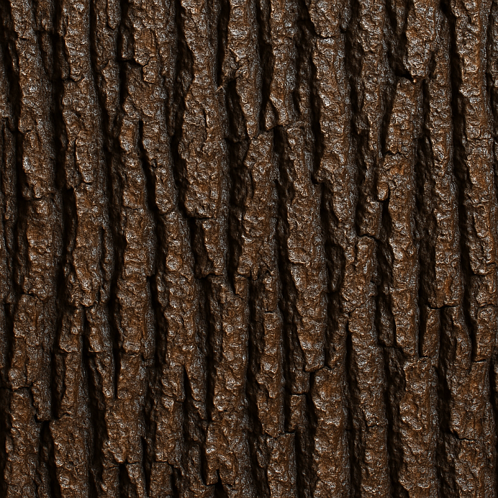 Shiny Oak Bark Wood seamless PBR texture preview