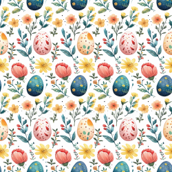 seamless Seamless 3D PBR Texture of Watercolor Easter Eggs and Delicate Spring Flowers texture 8k free download PBR