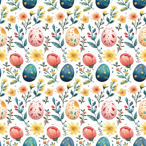 All Easter Digital paper Texture of Watercolor Easter Eggs and Delicate Spring Flowers All Easter Digital paper texture preview