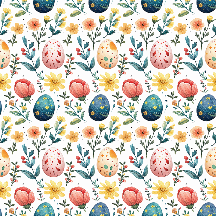 All Easter Digital paper of Watercolor Easter Eggs and Delicate Spring… seamless PBR texture preview