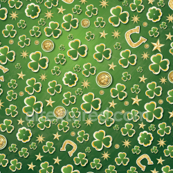 seamless Seamless 3D PBR Texture with Green Shamrocks and Gold Lucky Icons texture 8k free download PBR