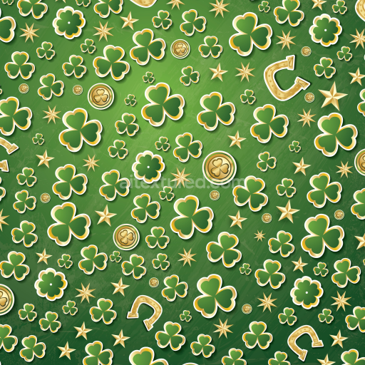 Preview — Seamless 3D PBR Texture with Green Shamrocks and Gold Lucky Icons