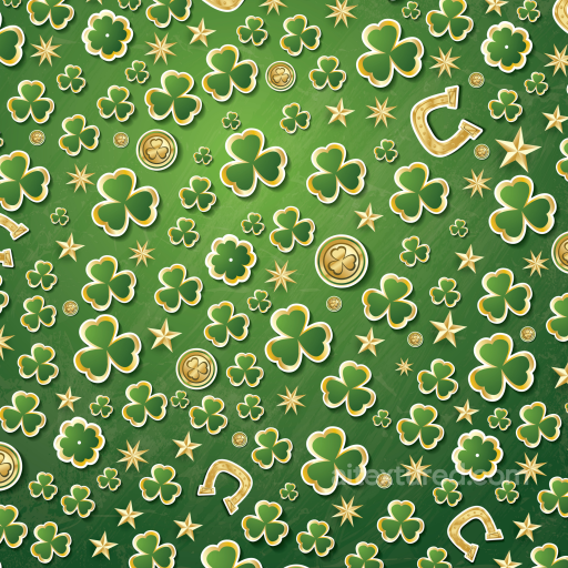 with Green Shamrocks and Gold Lucky Icons seamless St patrick PBR texture