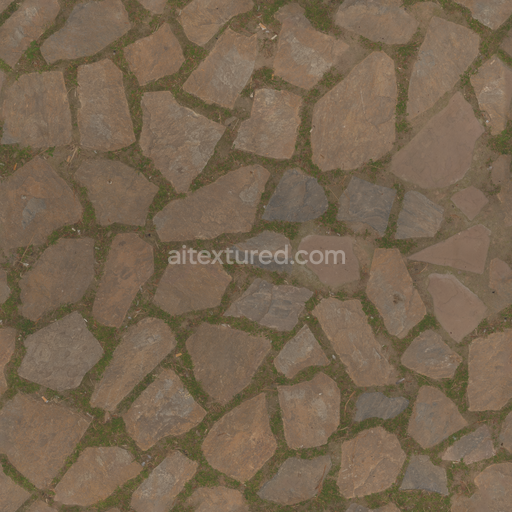 Grassy Cobblestone — Outdoor Floor Cobblestone Floor Cobblestone Albedo — PBR seamless 3D texture